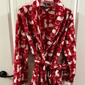 Red Cat Print Robe